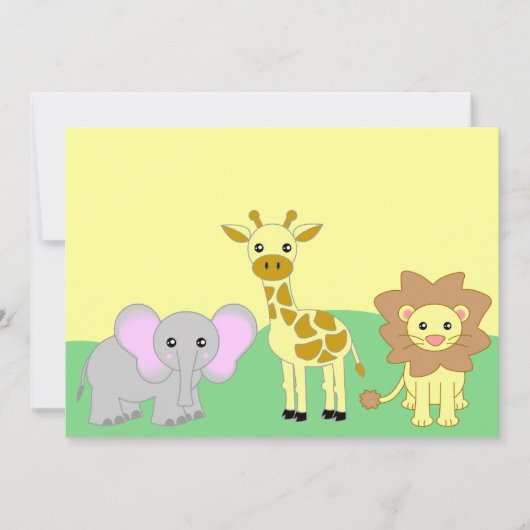 Invitations de baby shower des animaux 5x7 de bébé (Devant)