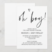 Invitations de Baby shower des Oh Boy en noir et b (Devant / Derrière)