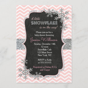 Invitations de baby shower d'hiver de flocon de