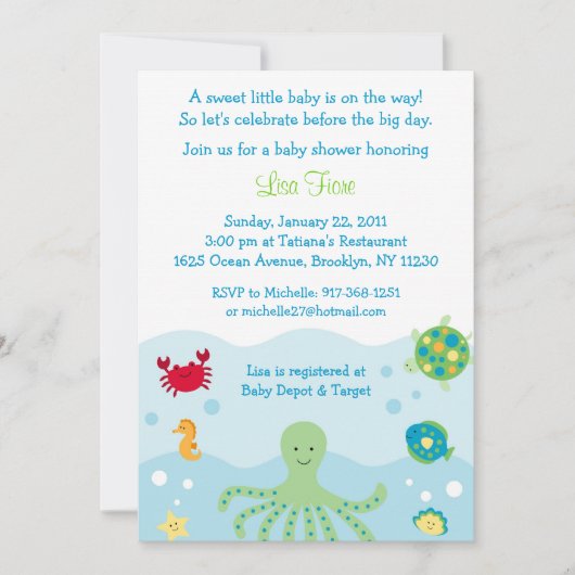 Invitations de baby shower d'océan de créature de (Devant)