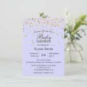 Invitations de Baby shower d'or Lavender personnal (Debout devant)