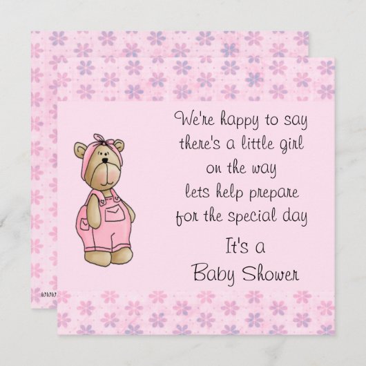 Invitations de baby shower d'ours de bébé (Devant / Derrière)