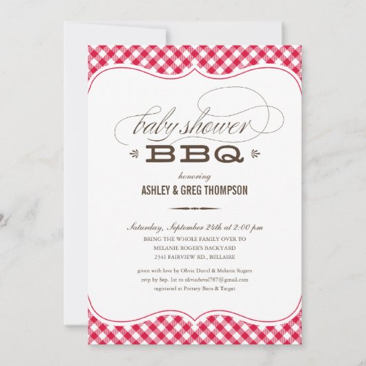Invitations de baby shower du BBQ du couple (Devant)