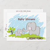 Invitations de Baby shower Elephant Organic Planet (Devant / Derrière)