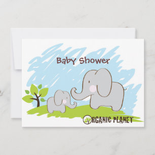 Invitations de Baby shower Elephant Organic Planet