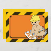 Invitations de Baby Shower en construction (Devant / Derrière)