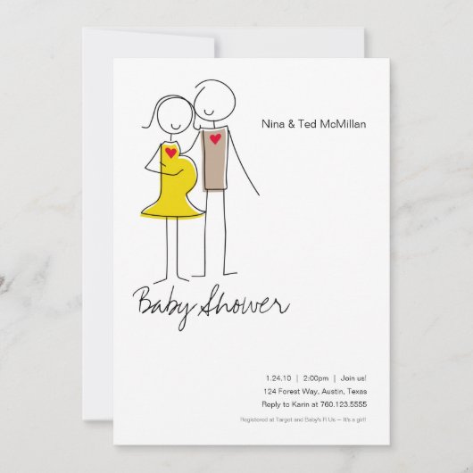 Invitations de Baby shower en couple 5x7 attendues (Devant)