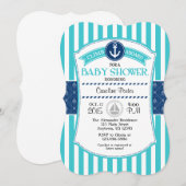 Invitations de Baby shower nautique bleu turquoise (Devant / Derrière)