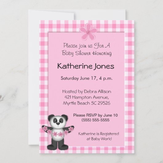 Invitations de Baby shower Panda Bear (Devant)
