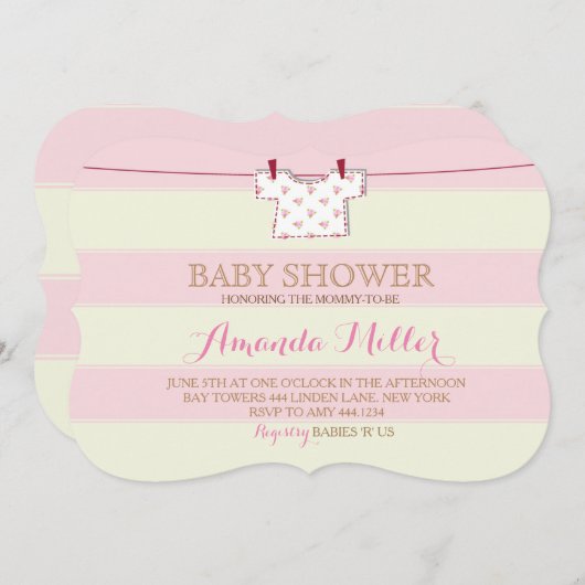 Invitations de Baby showers (Devant / Derrière)