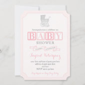 Invitations de Baby showers de Pram classique en e (Devant)