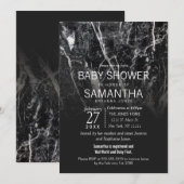 Invitations de Baby showers modernes en noir et Ma (Devant / Derrière)