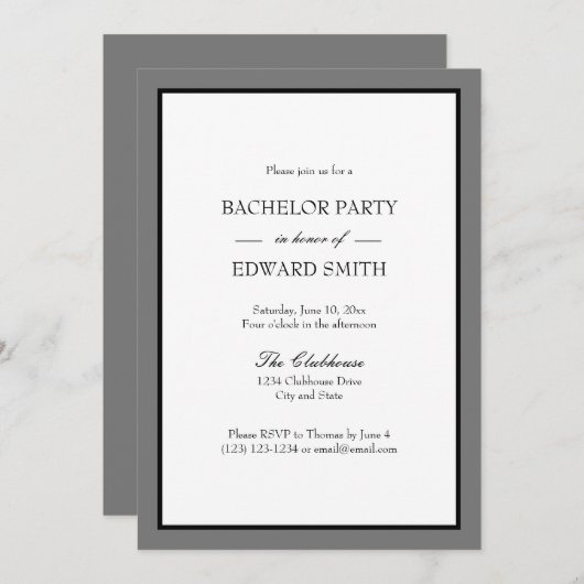 Invitations de Bachelor Party à la frontière noire (Devant / Derrière)