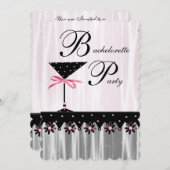 Invitations de Bachelorette à Martini Noir Rose (Devant / Derrière)