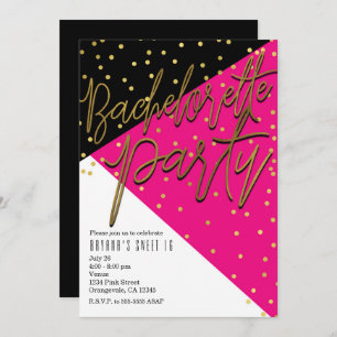 Invitations de Bachelorette de noir de rose de