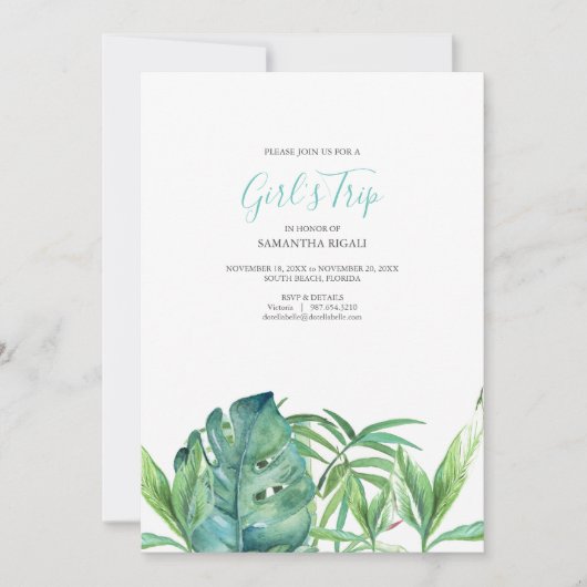 Invitations de Bachelorette de Plage Tropicale (Devant)