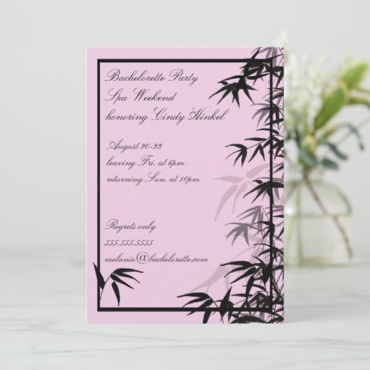 Invitations de Bachelorette Feuille rose (Debout devant)