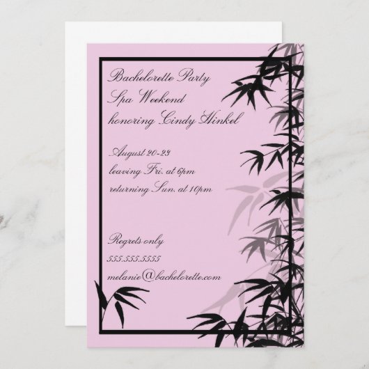 Invitations de Bachelorette Feuille rose (Devant / Derrière)