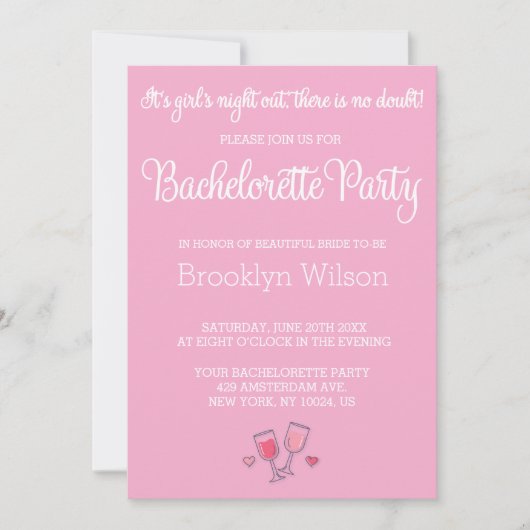 Invitations de Bachelorette Rose Cute (Devant)