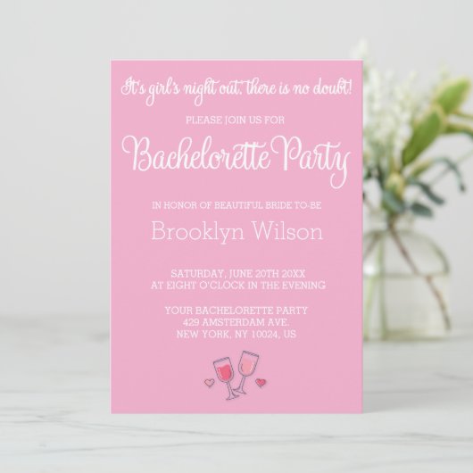 Invitations de Bachelorette Rose Cute (Debout devant)