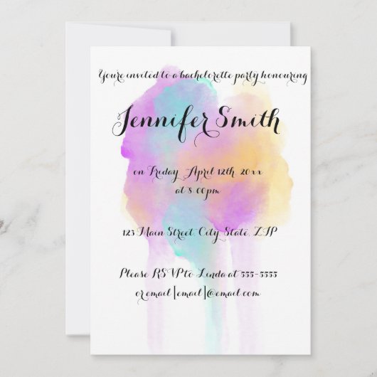 Invitations de Bachelorette Watercolor (Devant)