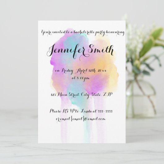 Invitations de Bachelorette Watercolor (Debout devant)