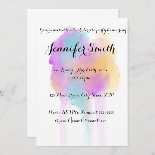 Invitations de Bachelorette Watercolor (Devant / Derrière)