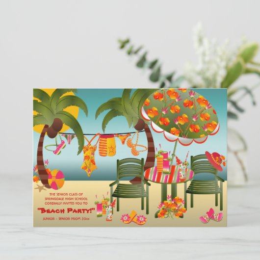 Invitations de bal de plage tropicale (Debout devant)
