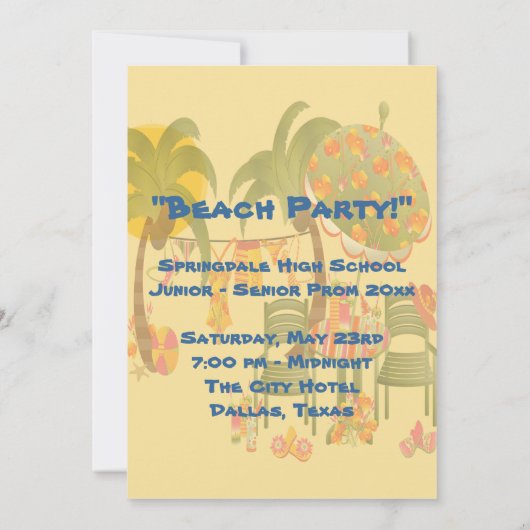 Invitations de bal de plage tropicale (Dos)