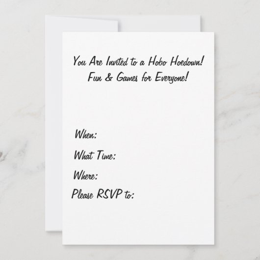 Invitations de bal populaire de clochard ! (Dos)