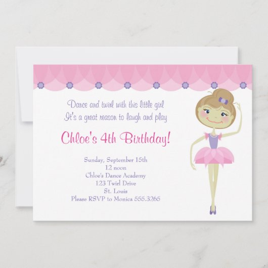 Invitations de ballerine de Lil (Devant)