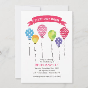 Invitations de ballons d'anniversaire