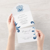 Invitations de baptême avec carte RSVP Dusty Blue  (Déchirure)