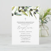 Invitations de baptême Branche d'olivier religieux (Debout devant)