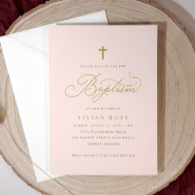 Invitations de baptême croisé - Fille fille rose