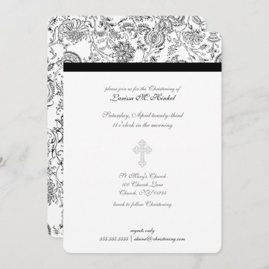 Invitations de baptême croisée élégantes (Devant / Derrière)