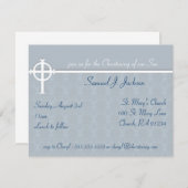 Invitations de baptême Croix Bleue (Devant / Derrière)