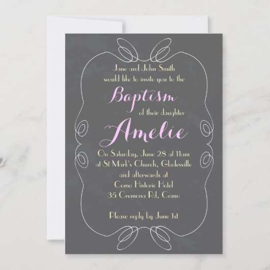 Invitations de baptême de baptême de tableau (Devant)