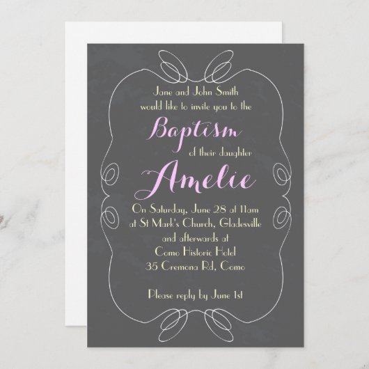 Invitations de baptême de baptême de tableau (Devant / Derrière)