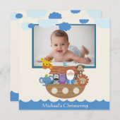 Invitations de baptême de carré de l'arche de Noé (Devant / Derrière)