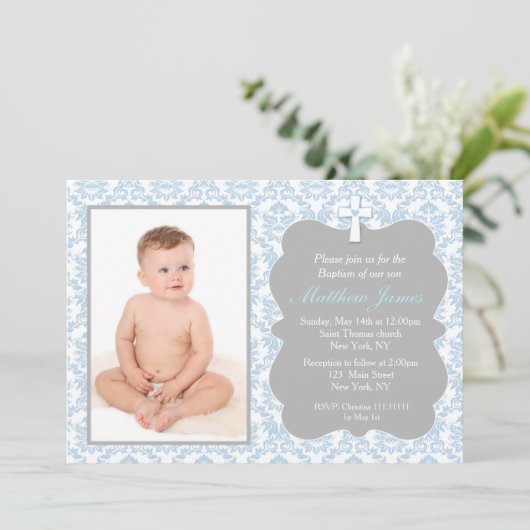 Invitations de baptême de garçon (Debout devant)