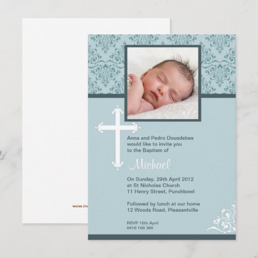 Invitations de baptême de la Croix-Blanche (Devant / Derrière)