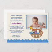 Invitations de baptême de l'arche de Noé (Devant / Derrière)