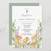 Invitations de baptême florale Fleurs sauvages d'a (Devant / Derrière)