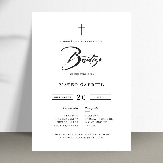 Invitations de baptême minimales pour fille garçon
