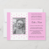 Invitations de baptême Pois roses (Devant)
