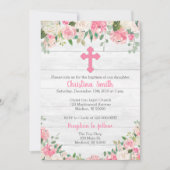 Invitations de baptême pour une fille - Fleur aqua (Devant)