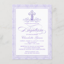 Invitations de baptême pourpre