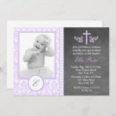 Invitations de baptême pourpre (Devant / Derrière)