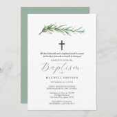 Invitations de baptême Romarin botanique (Devant / Derrière)